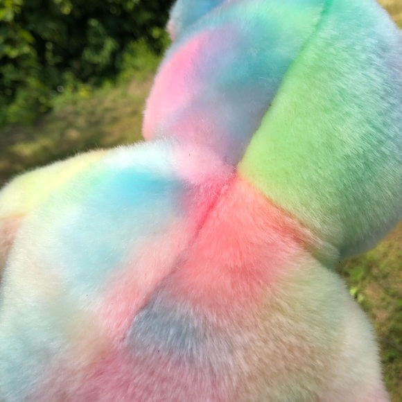 The Beanie Buddies Collection by TY 2001 B.B. Tie Dye Birthday Buddy Bear💛💙🩷 - Picture 12 of 14